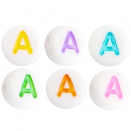 Acryl letterkralen multicolor-wit (rond)