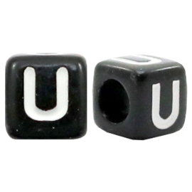 Acryl letterkraal zwart U  (vierkant)