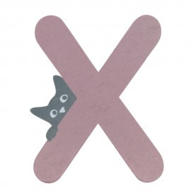 Houten kattenletter roze X