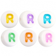Acryl letterkraal multicolor-wit R (rond)