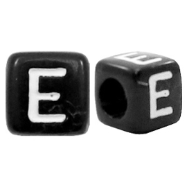 Acryl letterkraal zwart E  (vierkant)