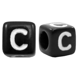 Acryl letterkraal zwart C  (vierkant)