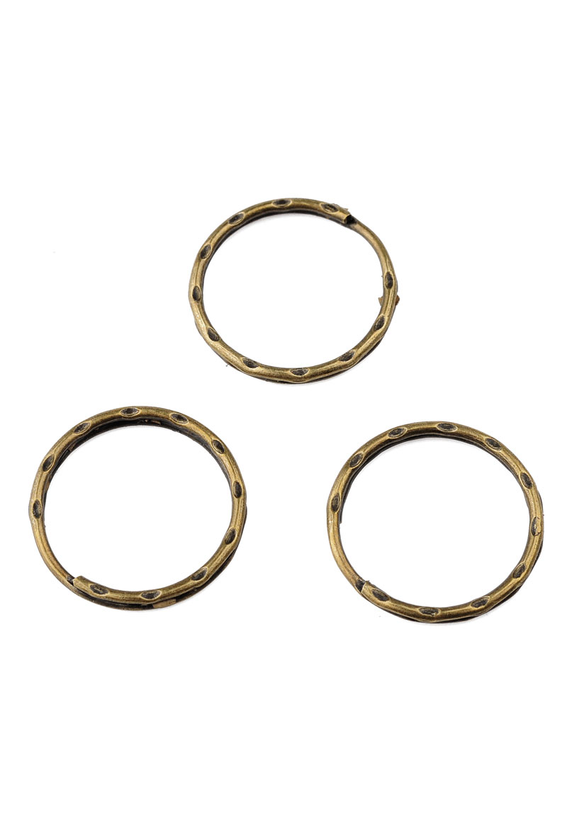 Metalen sleutelhangerring oud bronskleur 25 mm.