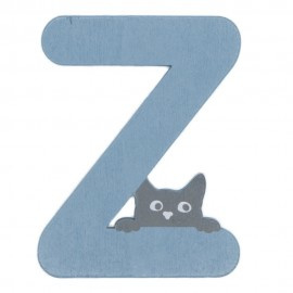 Houten kattenletter blauw Z