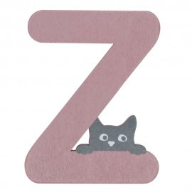 Houten kattenletter roze Z