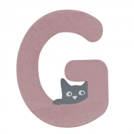 Houten kattenletter roze G