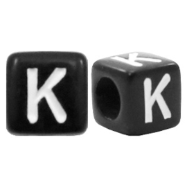 Acryl letterkraal zwart K  (vierkant)
