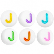 Acryl letterkraal multicolor-wit J (rond)