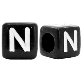 Acryl letterkraal zwart N  (vierkant)