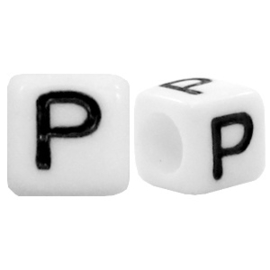 Acryl letterkraal wit P (vierkant)