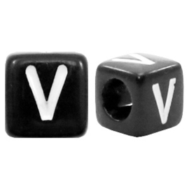Acryl letterkraal zwart V  (vierkant)
