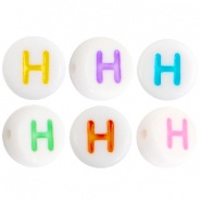 Acryl letterkraal multicolor-wit H (rond)