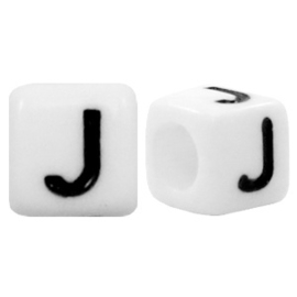 Acryl letterkraal wit J (vierkant)