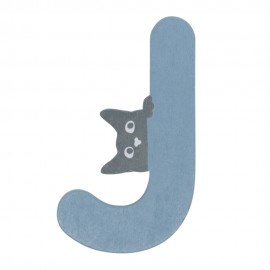 Houten kattenletter blauw J