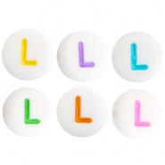Acryl letterkraal multicolor-wit L (rond)