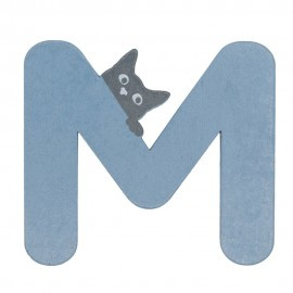 Houten kattenletter blauw M
