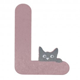 Houten kattenletter roze L