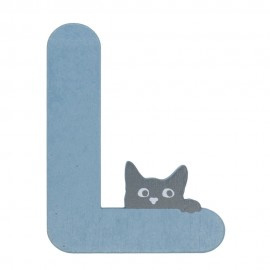 Houten kattenletter blauw L