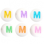 Acryl letterkraal multicolor-wit M (rond)