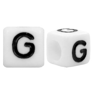Acryl letterkraal wit G (vierkant)