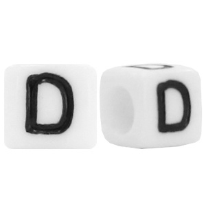 Acryl letterkraal wit D (vierkant)