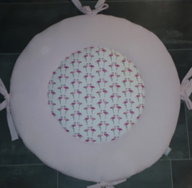 Boxkleed rond wafelkatoen/flamingo wit/roze model B