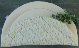 Boxkleed rond wafelkatoen/katoen eucalyptus off-white/groentinten