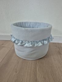 Commodemandje groot rond 25 cm nicky velours met satijnen ruche