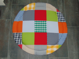 Boxkleed rond patchwork/blokken multi