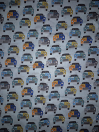 Katoen auto's lichtblauw/multi