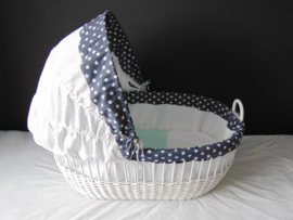 Wiegbekleding grijs/wit/mint