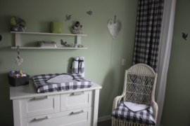 Babykamer grote ruit grijs met wit