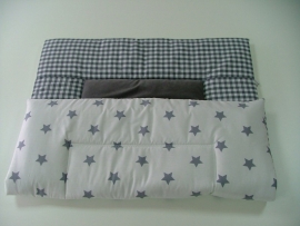 Boxkleed ruit/nicky velours/sterren grijs