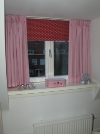 Gordijnen mini ruit roze 2