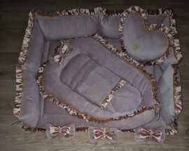 Set Ivy nicky velours met satijnen ruche en gouden biesje