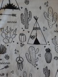 Katoen cactus/tipi wit/zwart