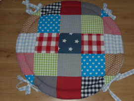 Boxkleed rond patchwork/blokken multi