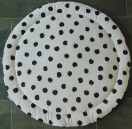Boxkleed rond wafelkatoen/katoen grote nop wit/zwart