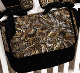 Boxzak velvet zwart met klep met ruche barok zwart
