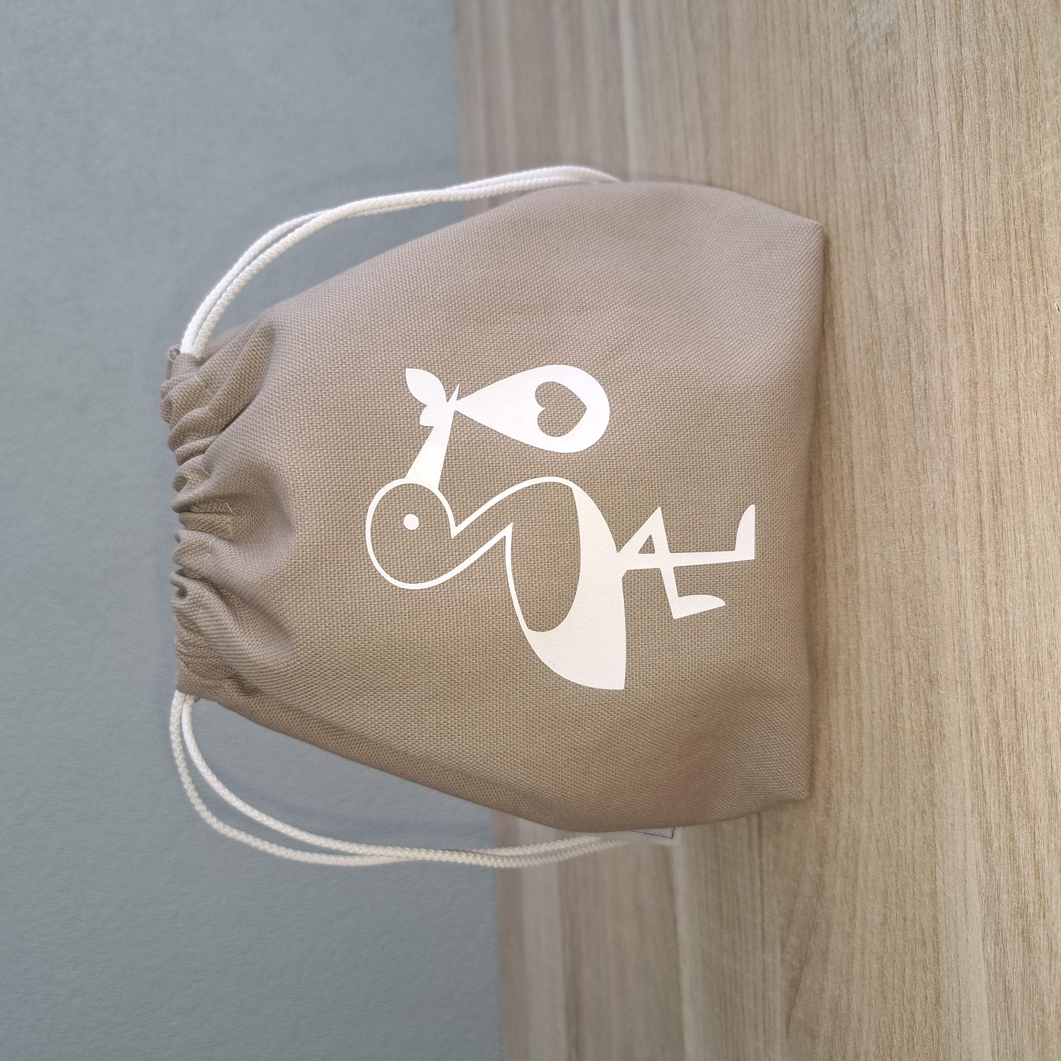 Bewaarzakje unster canvas met ooievaar