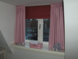 Gordijnen mini ruit roze 2