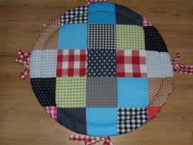Boxkleed rond patchwork/blokken multi