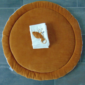 Boxkleed rond nicky velours /hydrofielstof stippen off-white/goud