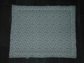 (V) Boxkleed strikjes off-white/zwart en fur niply oudgroen 80 x 100 cm