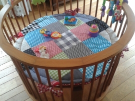 Boxkleed rond patchwork/blokken multi