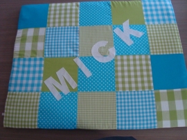 Boxkleed patchwork turquoise/lime Mick