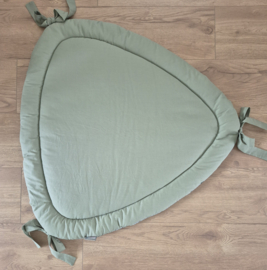 Boxkleed Tripus poplin streep/cactus wit/oudgroen - uni katoen