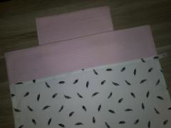 Dekbedovertrekset wafelkatoen/poplin veertjes off-white/zwart