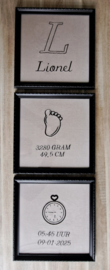 Geboortelijstje set van 3 zwart/beige