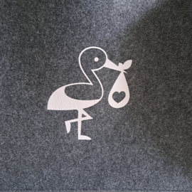 Vilten tas voor babyweegschaal met ooievaar